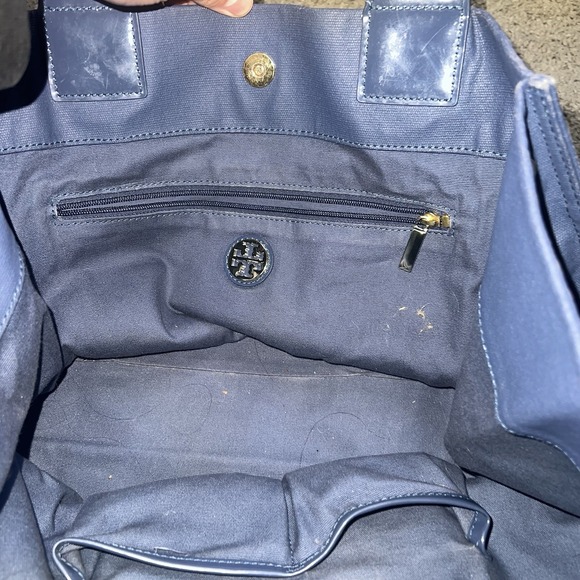 Tory Burch Navy Blue Large Ella Tote Bag Excellent Condition - Picture 7 of 9